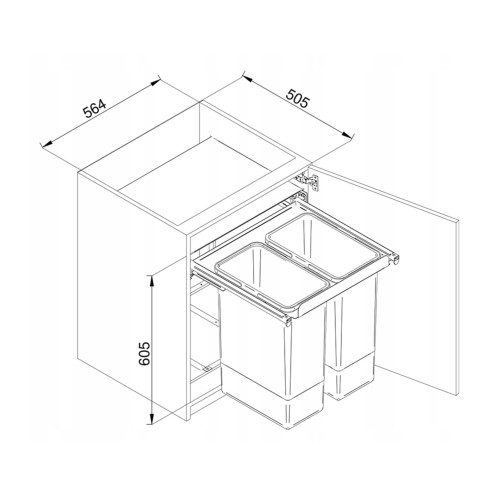 Ведро для мусора REJS JC609 "60", высокое, 2x35L, пластик, серое - WE14.1552.05.549