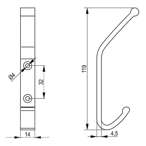 Крючок Rejs WAL 01 цвет: Черный мат C-35 (10) TI21.9000.07.039 - TI21.9000.07.039
