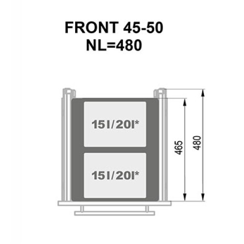 Мусорное ведро Rejs SEGREGO секция: 500 Серый Н=320 (464x480x330) 2x15L - WE28.4036.01.549