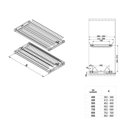 Сушка для посуду 500 хром з профілем Rejs VARIANT3 WE06.1125.01.001 - WE06.1125.01.001