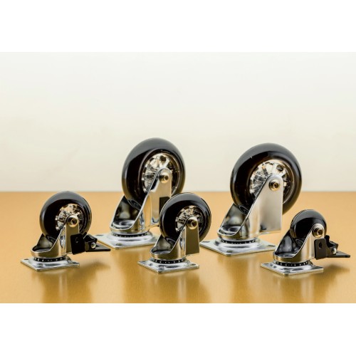 Ролик GTV Brazylia ЧЕРНЫЙ с площадкой, со стопором d-75, Н-90 мм - KM-RD-75-CF-20