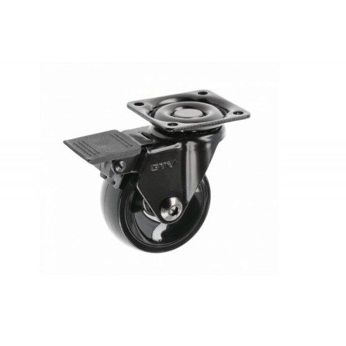 Ролик GTV CALIBRO черный/хром с площадкой c стопором d-50, Н-64 мм - KM-CALIBRO-50MM-ZH-20