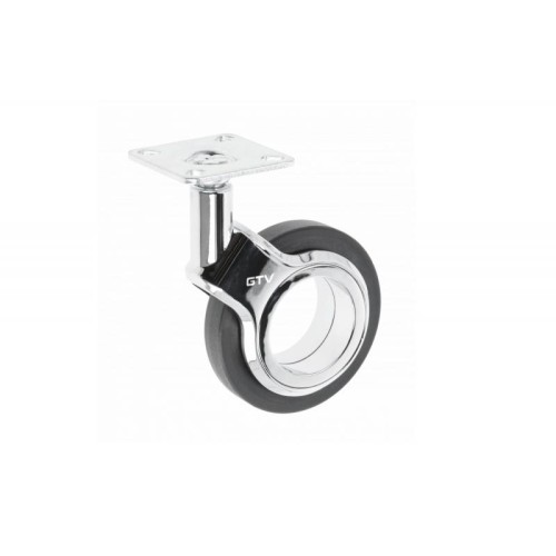 Ролик GTV GIRA Чорний/хром із майданчиком зі стопором D-75мм H-107мм - KM-GIRA-75MM-ZH-20