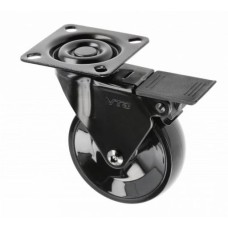 Ролик GTV CALIBRO черный/хром с площадкой c стопором d-75, Н-90 мм