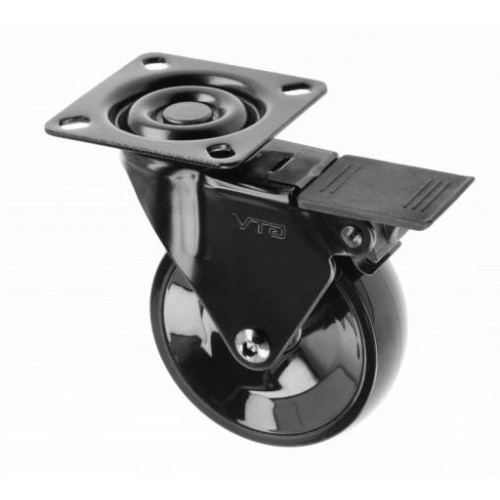 Ролик GTV CALIBRO чорний/хром із майданчиком зі стопором d-75, Н-90 мм - KM-CALIBRO-35MM-ZH-20