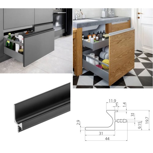 Ручка PROFIL L 3.5м чорний мат - PA-0243-35-50-20M