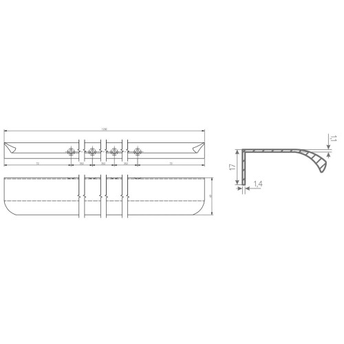 Ручка меблева торцева GTV HEXA Чорний мат. C=1200 мм - UA-HEXA-1200-20M