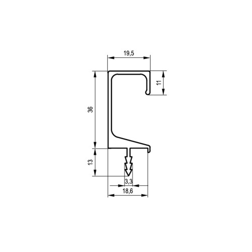 Врезной профиль FE3 (H3) Алюминий С-3010 для 18мм ДСП - TI10.1199.07.035