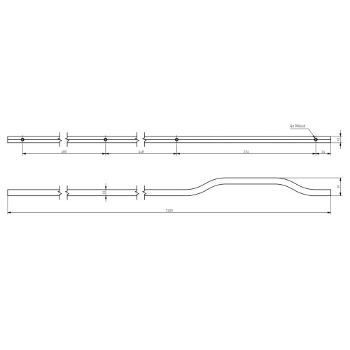 Ручка меблева GRAVEL LONG золото світле браш C-224/448/480мм, L-1200мм - UA-GRAVEL-1200-22