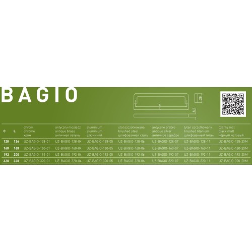 Ручка мебельная BAGIO шампань L-128 мм - UZ-BAGIO-128-90