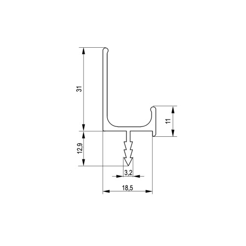 Врізний профіль FE2 (H2) колір: Чорний мат. L-3010 18мм (торцевий алю. профіль) TI10.1198.07.689 - TI10.1198.07.689