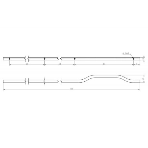 Ручка меблева GRAVEL LONG білий мат C-224/448/480мм, L-1200мм - UA-GRAVEL-1200-10M