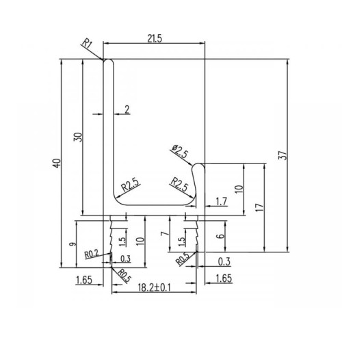 Профіль ручка накладна торцева Н2 для плити 18 мм чорний L-3950 мм - 13985