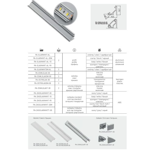 Заглушка GTV к LED профилю угловому накладному черный - PA-ZASGLAXNKKT-20M