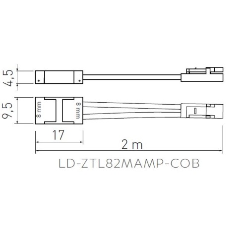 Коннектор GTV Соединитель к светодиодной ленте COB, провод 2 метра с мини-АМР - LD-ZTL82MAMP-COB
