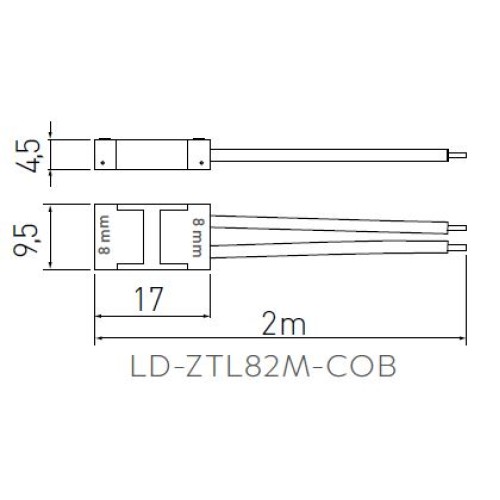 Конектор GTV З'єднувач до світлодіодної стрічки COB, провід 2 метри - LD-ZTL82M-COB