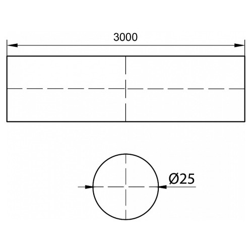Труба хромована D-25 мм, L-3000 мм, товщина 1 мм, виробник ДС - 3411