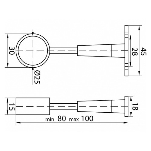 Крепление дистанционное регулируемое R-50/R/25 для трубы D-25 мм, хром, 80-100 мм - 346