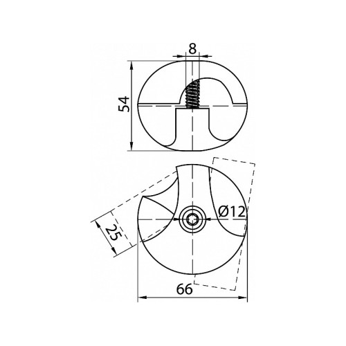 З'єднання R-6SX/25 подвійне ліве для труби D-25 мм хромоване - 1001