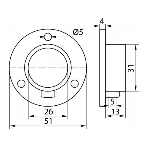 Торцевий фланець хромований D-25 мм R-11M/25 для труби - 352
