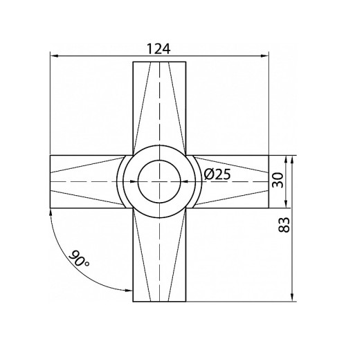 R-45/25 Хромоване хрестоподібне з'єднання для труби D-25 мм - 993