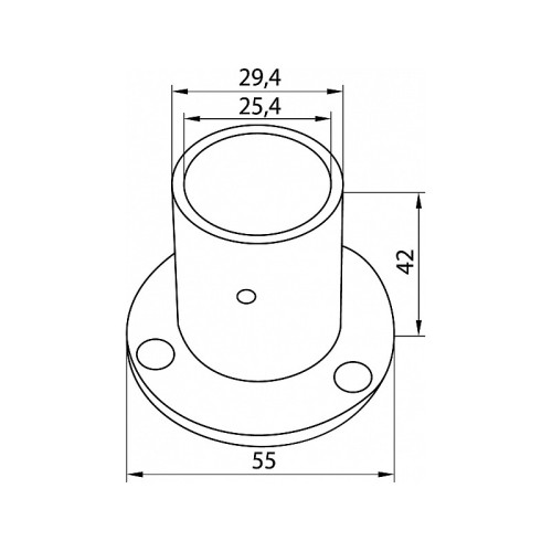 Фланець високий хромований для труби діаметром 25 мм, висота 42 мм, ДС - 2426