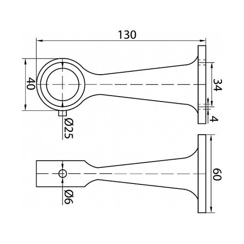 R-50/25 Дистанційне кріплення для труби D-25 мм, хром, 130 мм, метал - 345