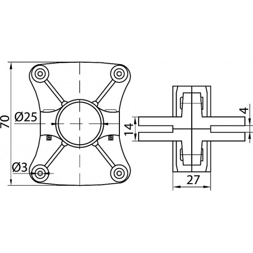 Кріплення R-62/25 двостороннє для труби D-25 мм хром - 348