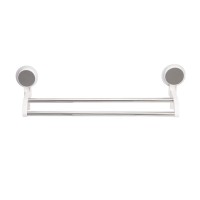 Тримач для рушника подвійний клейкий BP-9, пластиковий білий