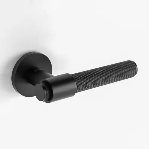 Ручка для дверей TEHNO на круглій розетці, чорний