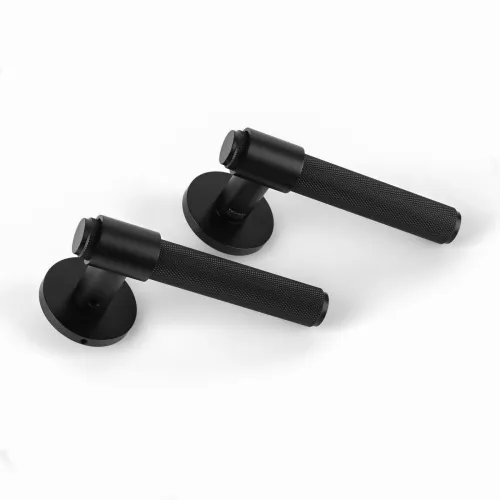 Ручка для дверей TEHNO на круглій розетці, чорний