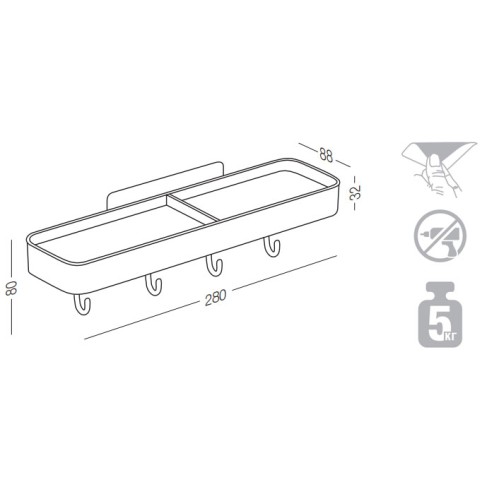 Мильниця подвійна клейка з гачками BP-11 пластикова біла - BP-11 біла