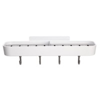 Мыльница клеящаяся двойная с крючками, белая, 280x88x80 мм, ABS пластик