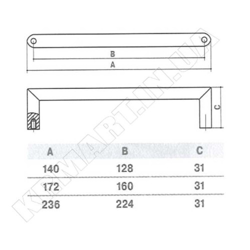 Ручка SS-1023-160 SS для меблів із нержавіючої сталі - ss_1023_160_ss