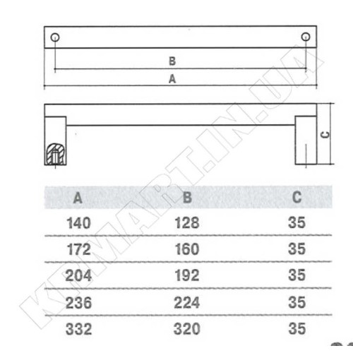 SS-1026-320 SS Ручка для меблів із нержавіючої сталі - ss-1026-320_ss