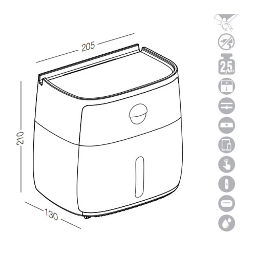 Тримач для туалетного паперу клейкий BP-16 пластиковий білий/чорний - BP-16 білий/чорний