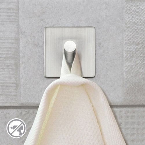 Крючок одинарный самоклеящийся из нержавеющей стали AISI 304, 45х27 мм