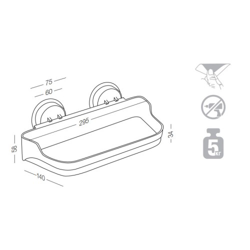 Полиця клейка BP-3, пластикова біла - BP-3 біла