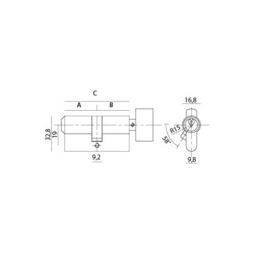 A5E 30/30T CP Євроциліндр англ. ключ/тумблер полірований хром - a5e-30-30t-cp