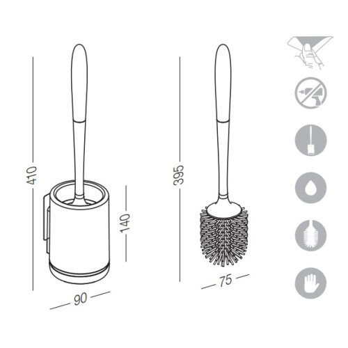 Єршик для унітазу клейкий настінний BP-12 пластиковий білий/чорний - BP-12 білий/чорний