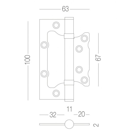 Петля для дверей накладна вузька чорна - HB-100S BLACK