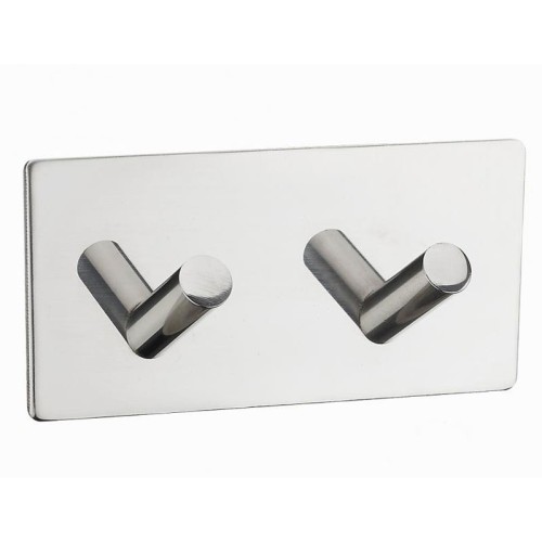 Двойной самоклеящийся крючок из полированной нержавеющей стали AISI 304, 90х45х27 мм