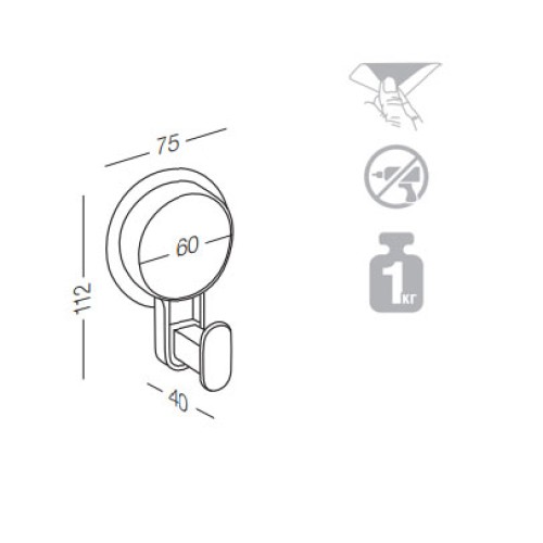 Гачок клейкий BP-6, пластиковий білий - BP-6 білий