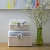 Аптечка-органайзер біла 157х290х160мм з ПП з ручкою та замком для медикаментів