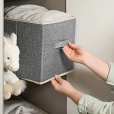 Ящик для зберігання МВМ MY HOME 360х250х200мм світло-сірий текстильний органайзер