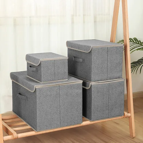 Ящик для хранения с крышкой XL 500х350х310мм светло-серый МВМ MY HOME TH-07