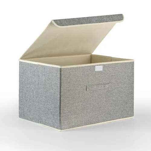 Ящик для хранения с крышкой XL 500х350х310мм светло-серый МВМ MY HOME TH-07