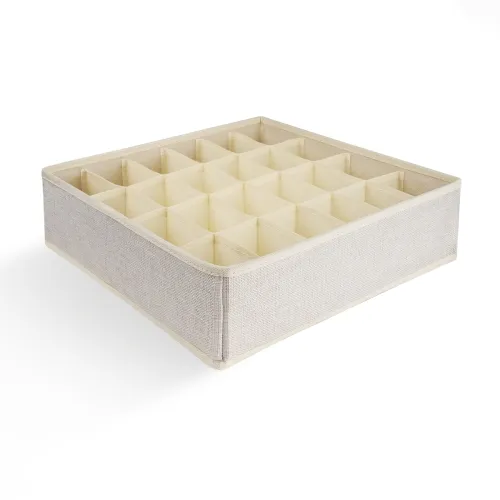 Органайзер для зберігання на 24 секції МВМ MY HOME, кремовий, 330х330х100 мм, текстильна скринька