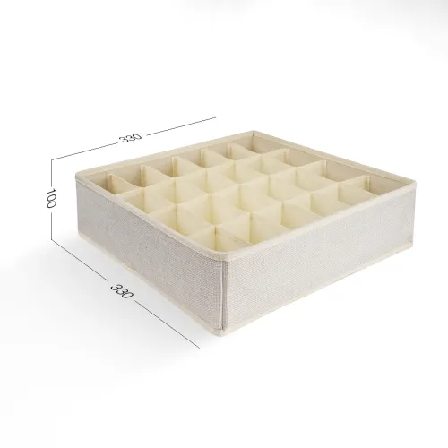 Органайзер для зберігання на 24 секції МВМ MY HOME, кремовий, 330х330х100 мм, текстильна скринька