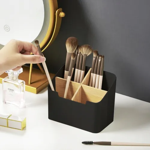 Органайзер для дрібниць MVM MY HOME Scandinavia чорний/дерево 145х90х117 мм